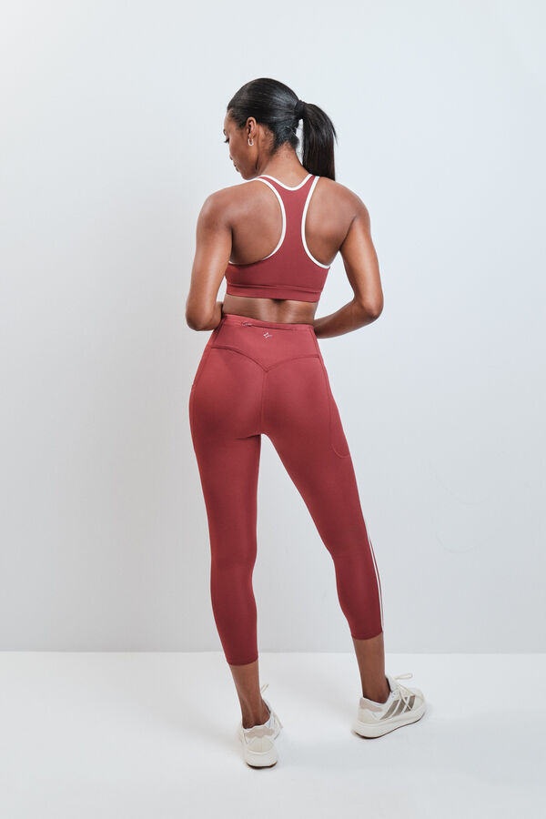 Dash and Stars Leggings crop 4D STRETCH bordeaux vermelho