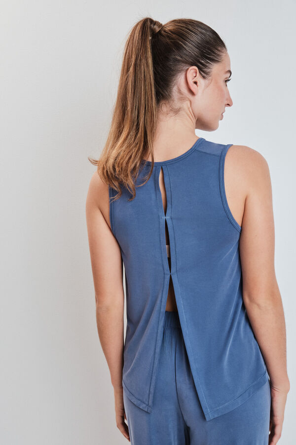 Dash and Stars T-shirt sem mangas soft touch azul azul