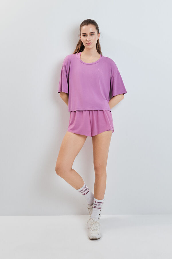 Dash and Stars T-shirt manga curta extrassuave rosa rosa