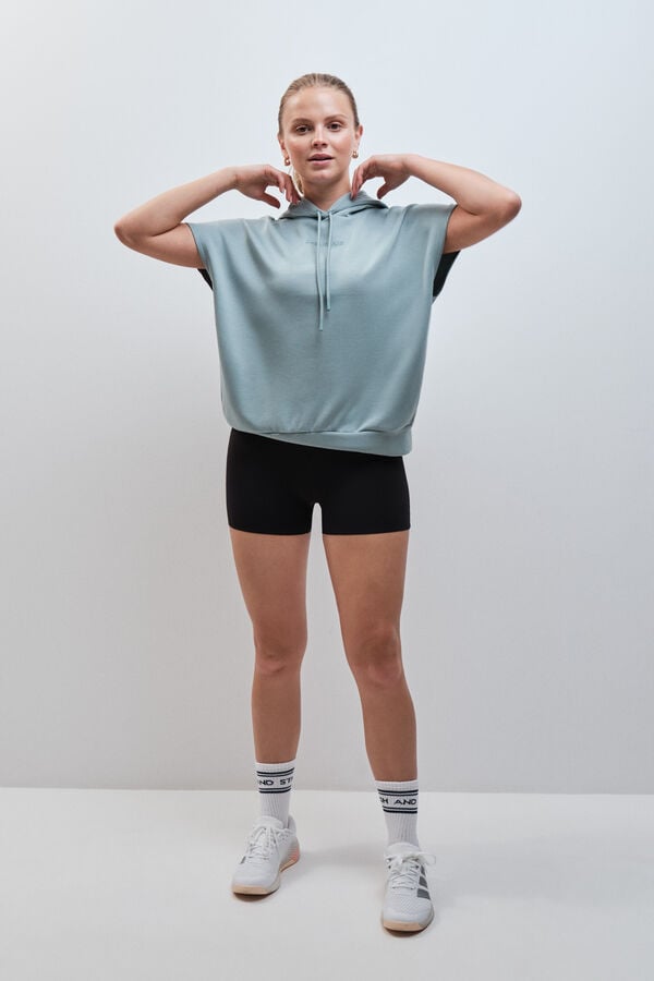 Dash and Stars Sweatshirt com capuz sem mangas verde verde