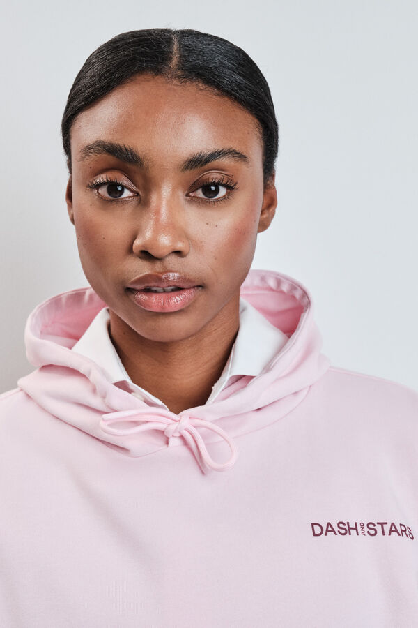 Dash and Stars Sweatshirt de molet&atilde;o de algod&atilde;o rosa rosa