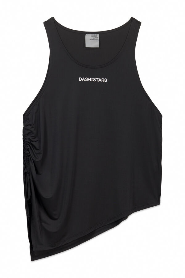 Dash and Stars T-shirt preto assimétrico halter preto