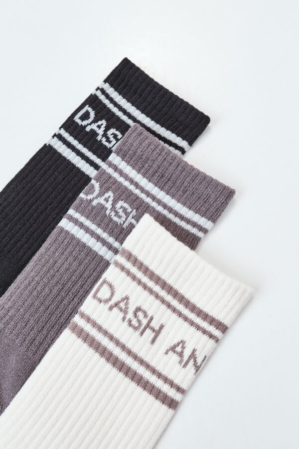 Dash and Stars Pack 3 meias em algod&atilde;o branco
