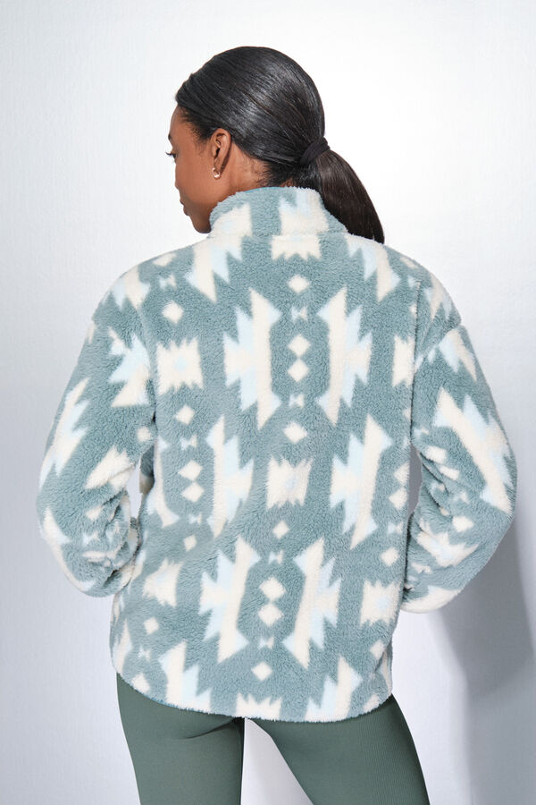 Dash and Stars Fecho-Éclair de lã com sweatshirt verde polar verde