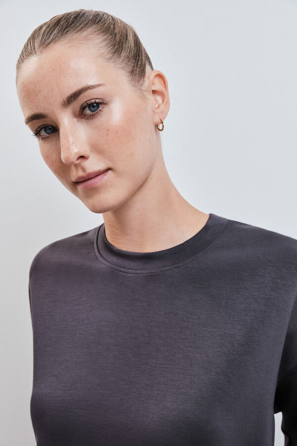 Dash and Stars Sweatshirt college em modal cinza cinzento