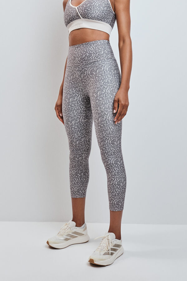 Dash and Stars Leggings crop 4D STRETCH estampado manchas marrom cru