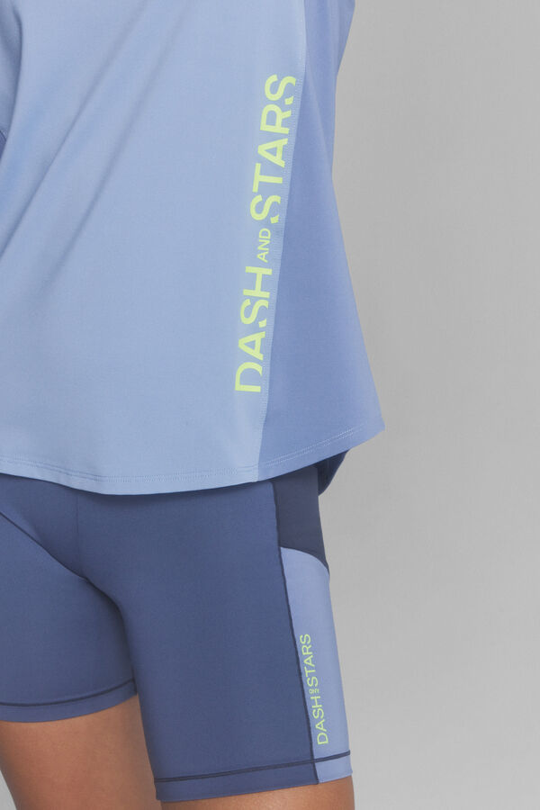 Dash and Stars Blue technical fabric sleeveless T-shirt blue