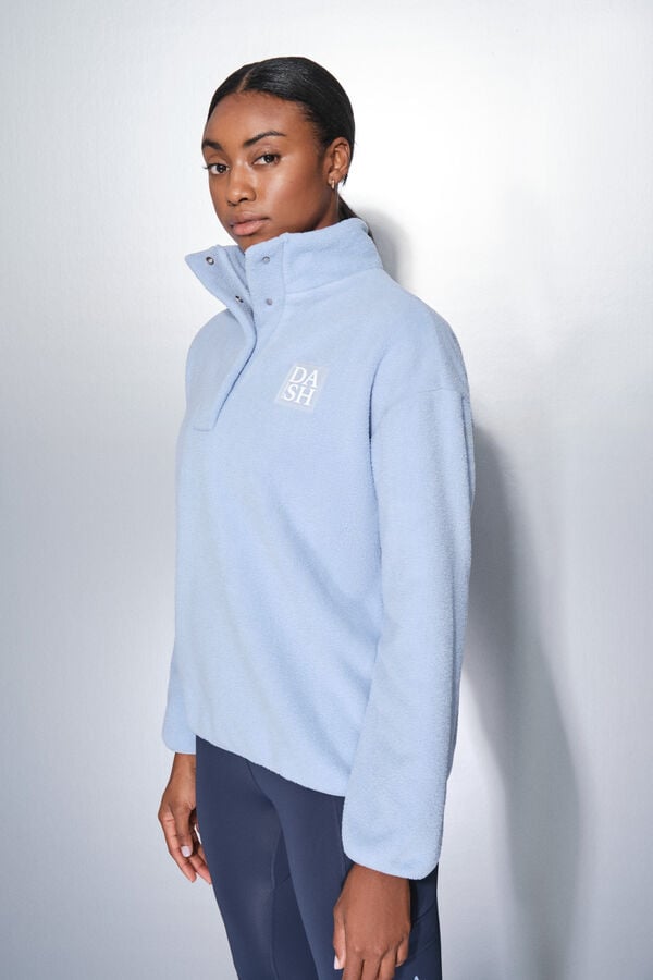 Dash and Stars Fecho-Éclair de lã azul bebê com polar azul