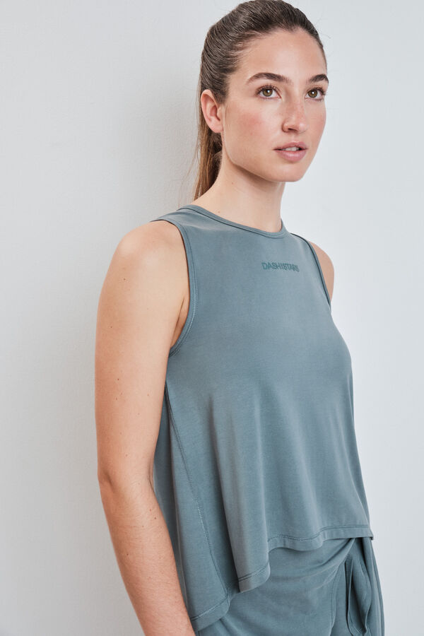 Dash and Stars T-shirt sem mangas soft touch verde verde