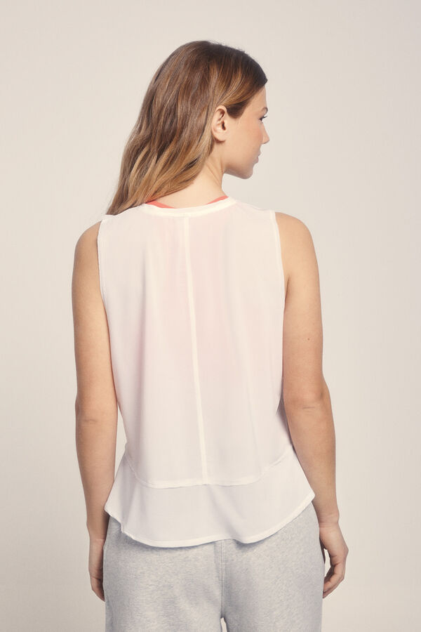 Dash and Stars T-shirt branco com halter beige