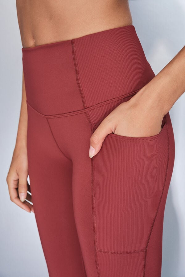 Dash and Stars Legging 4D STRETCH marrom escuro vermelho