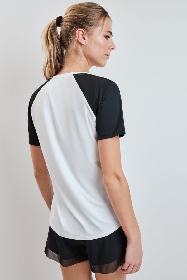 Dash and Stars T-shirt manga curta contraste branca beige