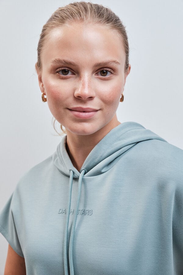 Dash and Stars Sweatshirt com capuz sem mangas verde verde