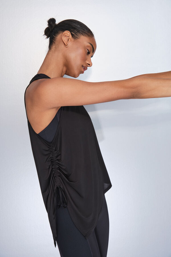 Dash and Stars T-shirt preto assimétrico halter preto