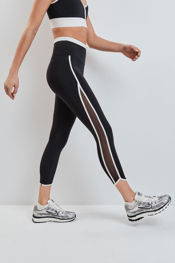 Dash and Stars Legging capri com transpar&ecirc;ncias laterais 4D STRETCH preto preto