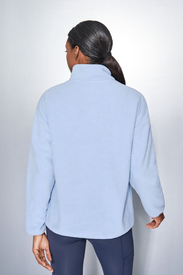 Dash and Stars Fecho-Éclair de lã azul bebê com polar azul