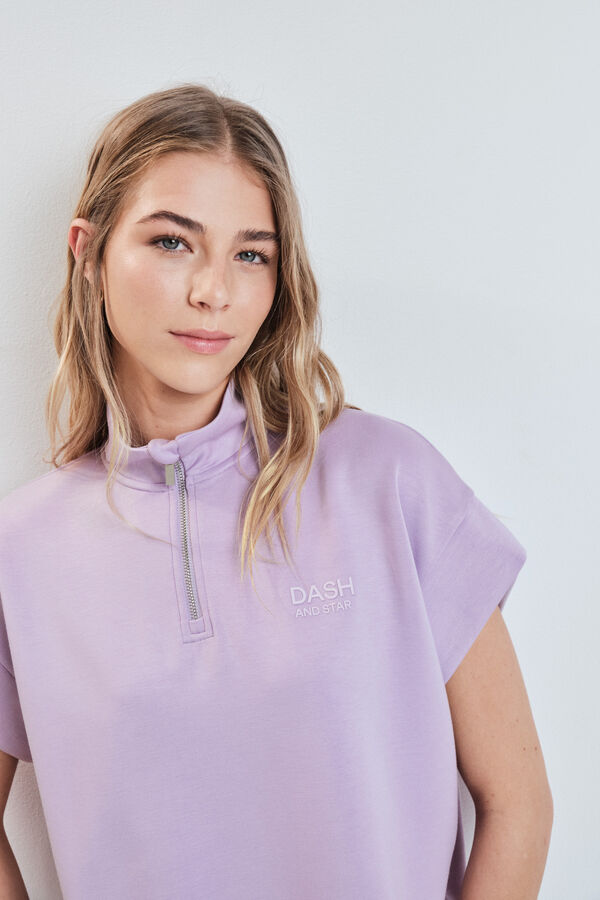 Dash and Stars Sweatshirt manga curta em viscose suave rosa rosa