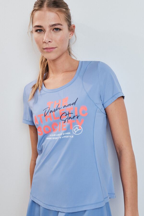 Dash and Stars T-shirt manga curta estampado azul azul