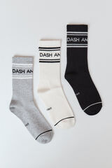Dash and Stars Pack 3 meias m&eacute;dias em algod&atilde;o branco