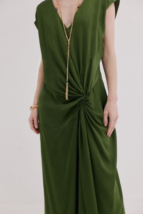 Hoss Intropia Amelia. Vestido midi drapeado Verde