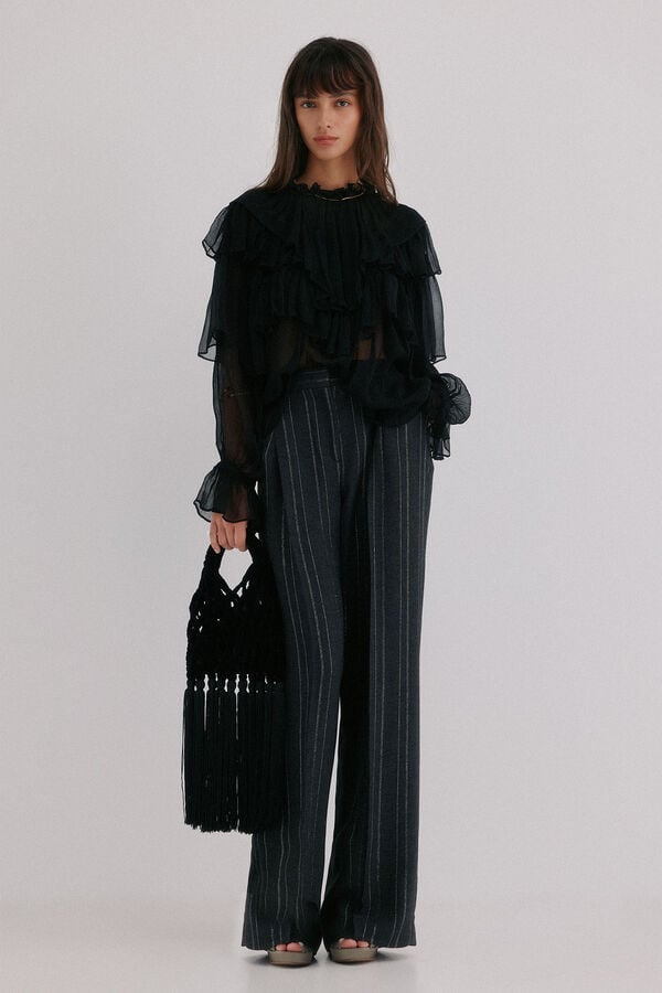 Hoss Intropia Naroa. Bolsa de crochet de veludo Preto