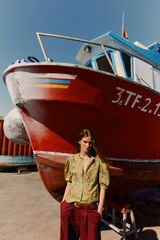 Hoss Intropia Floral embroidered blouse Capri Khaki