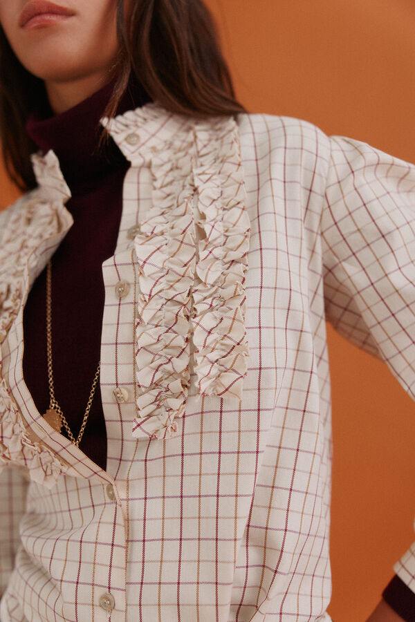 Hoss Intropia Gina. Blusa xadrez Ecru