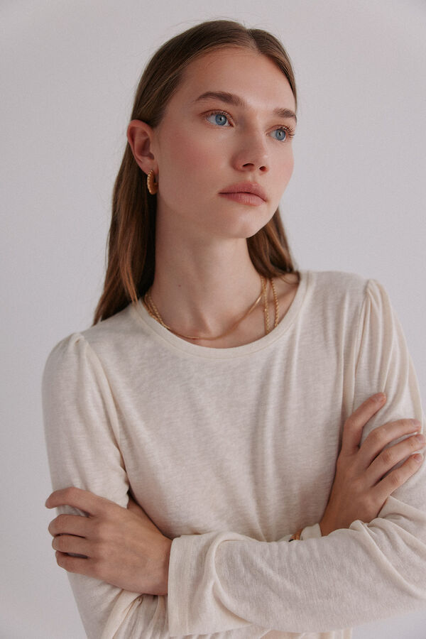 Hoss Intropia Margot. Camiseta manga manga Beige