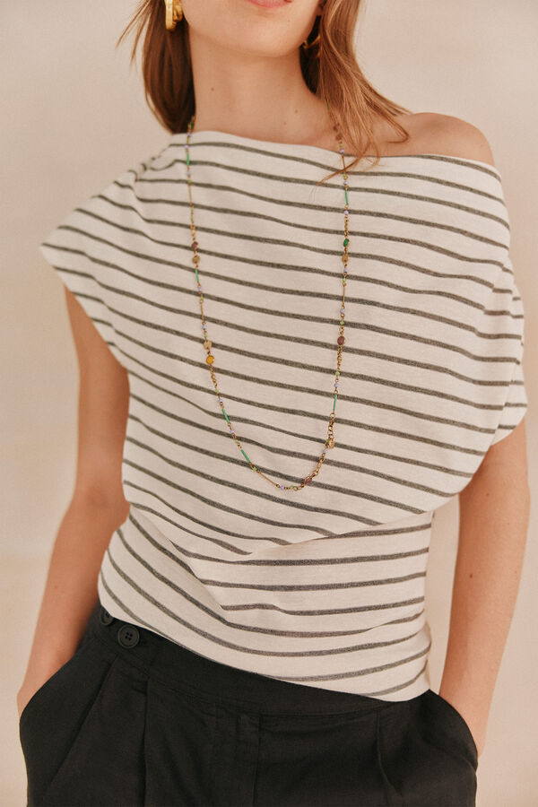 Hoss Intropia Miranda. Draped neckline T-shirt Ivory