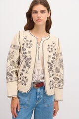 Hoss Intropia Emma. Embroidered cotton jacket Ivory