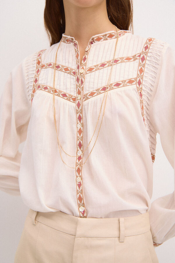 Hoss Intropia Romina. Blouse embroidered straps . Ivory