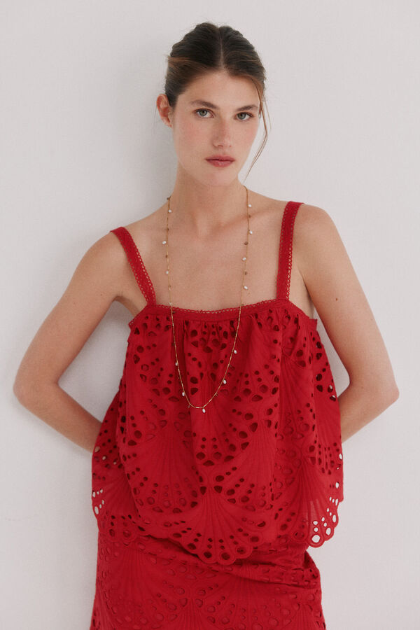 Hoss Intropia Cristina. Blusa vazada Vermelho