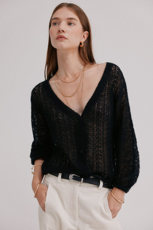 Hoss Intropia Ivy. Casaco de malha vazado Preto