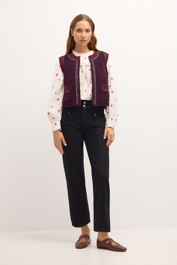 Hoss Intropia Teodora. embroidered jersey<br>-knit vest Wine