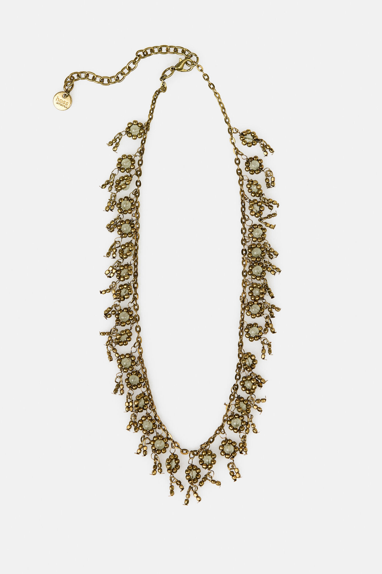 Hoss Intropia Lubna. Colar curto flores banhado a ouro