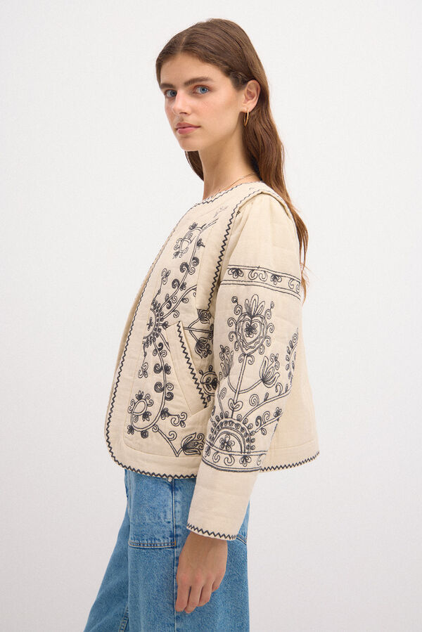 Hoss Intropia Emma. Embroidered cotton jacket Ivory