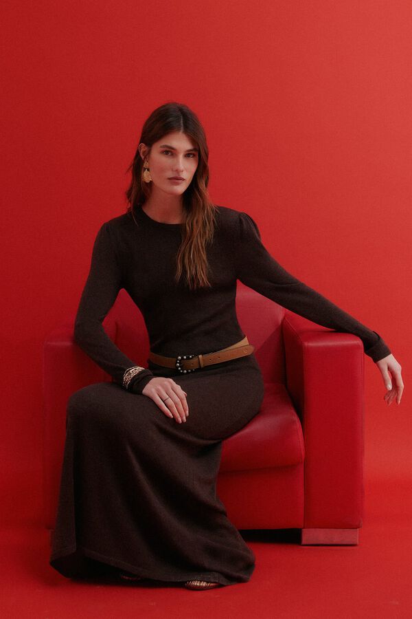 Hoss Intropia Amelie. vestido de malha Castanho