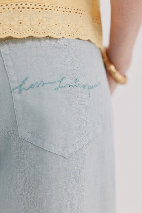 Hoss Intropia Cal&ccedil;a em linho Paupa Azul