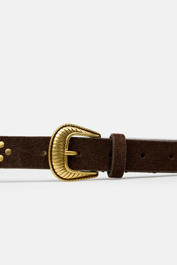 Hoss Intropia Lianna. Cinto em croute e tachas Castanho