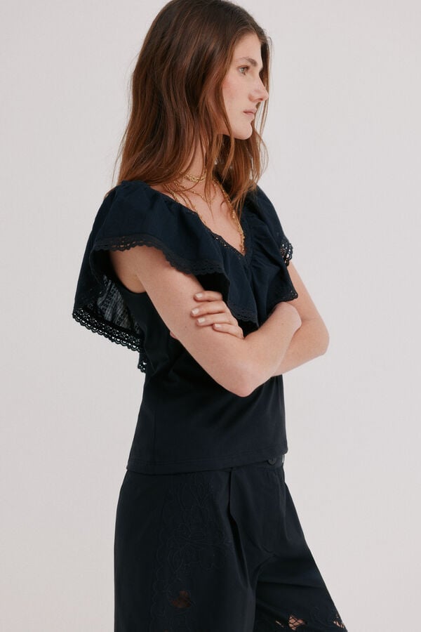 Hoss Intropia T-shirt com folho Malaika Preto