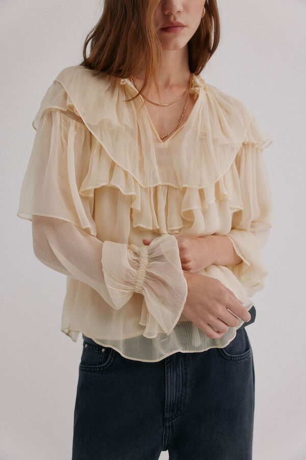 Hoss Intropia Giulia. Blusa romântica Ecru