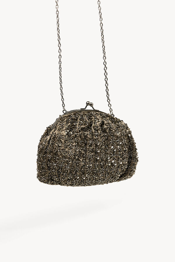 Hoss Intropia Nuria. Mala clutch bordada Cinzento