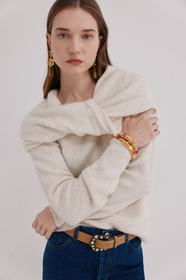 Hoss Intropia Inoi. Camisola com decote assim&eacute;trico Beige