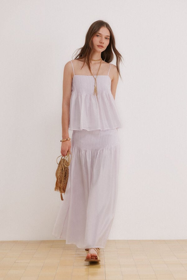 Hoss Intropia Saia com pregas midi Rania Roxo