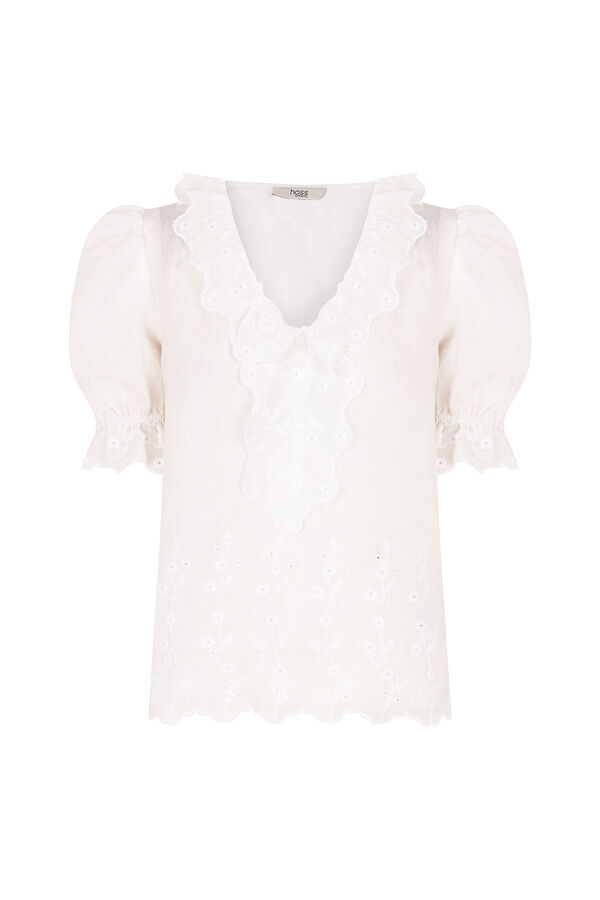 Hoss Intropia Carina. Blusa com folho Ecru