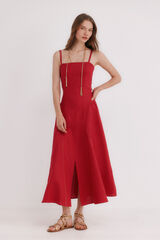 Hoss Intropia Ailin.vVestido midi vermelho Vermelho
