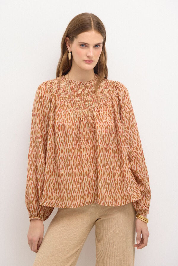 Hoss Intropia Ruperta. Print blouse. Beige