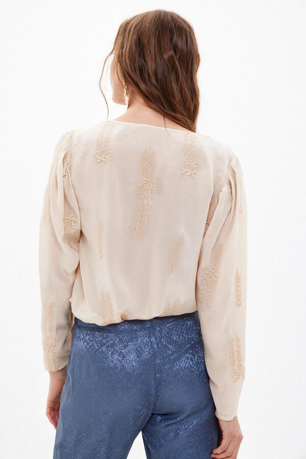 Hoss Intropia Eugenia. Embroidered flowing blouse Ivory