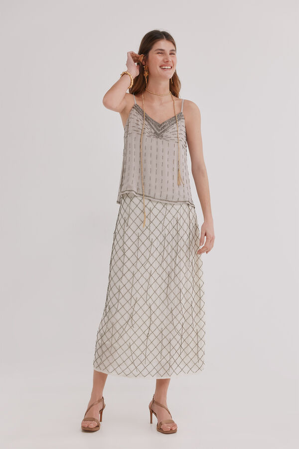 Hoss Intropia Gabriela. Top bordado Cinzento