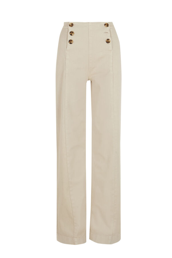 Hoss Intropia Olivia. Wide-leg jeans with buttons Ivory